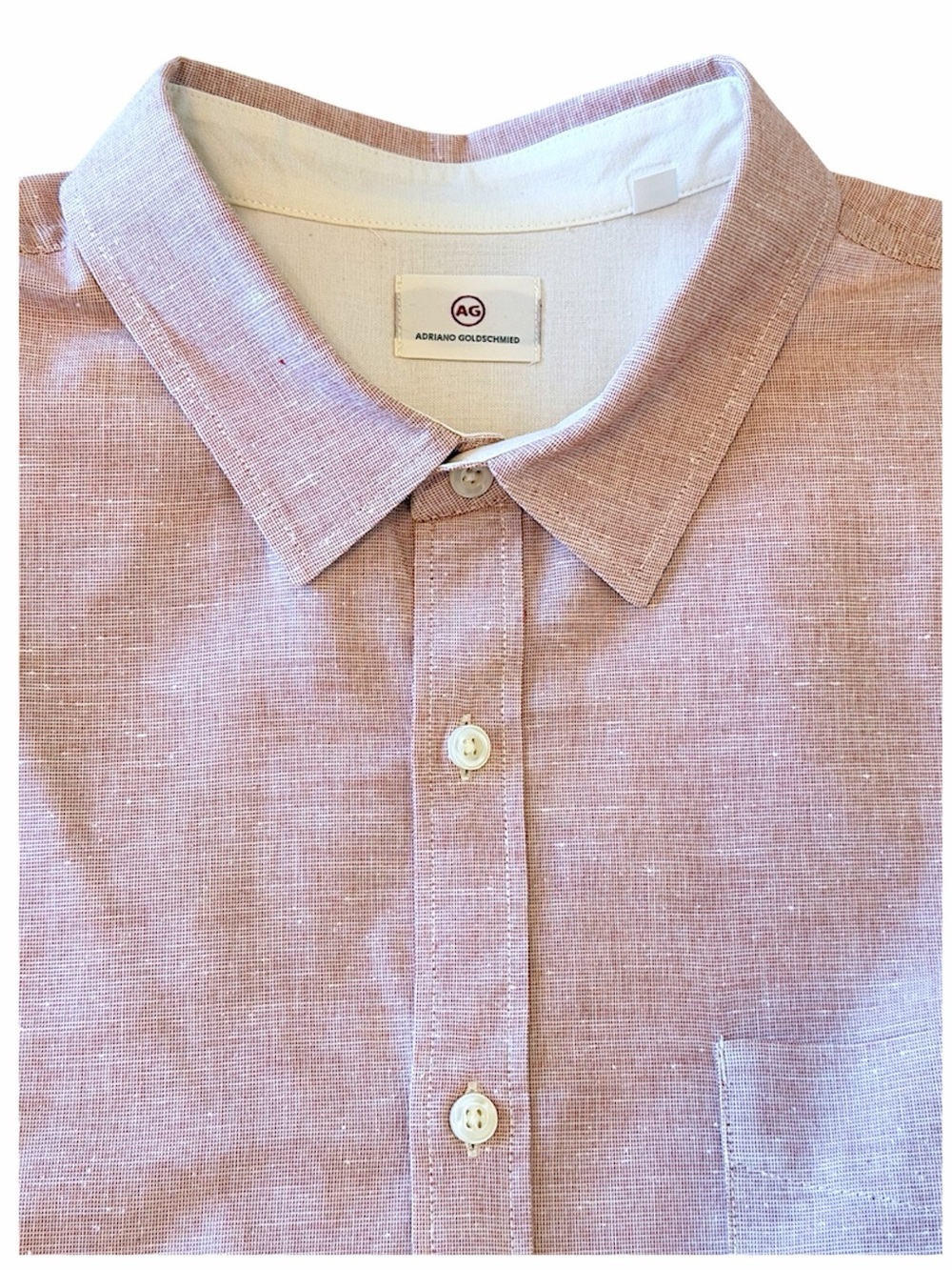 AG 100% Cotton button-down shirt with short sleeve, dusty pink color, size XXL